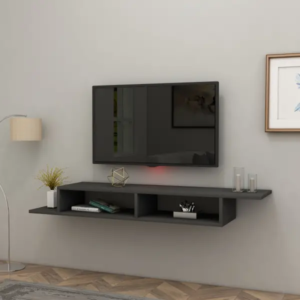 Eldon Floating TV Stand with Shelves - Anthracite