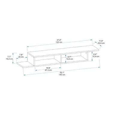 Eldon Floating TV Stand with Shelves - Atlantic Pine