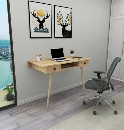 Denas Computer Desk with Drawers - Sapphire Oak