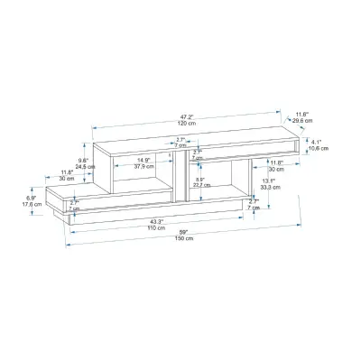 Liberty TV Stand with Open Shelves - White & Sapphire Oak