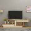 Liberty TV Stand with Open Shelves - White & Sapphire Oak