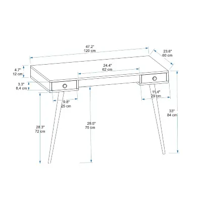 Merter Computer Desk with Drawers - Sapphire Oak & Anthracite