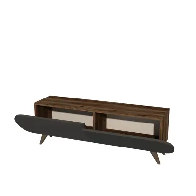 Sagely TV Stand with Cabinets, Shelves - Anthracite & Light Walnut