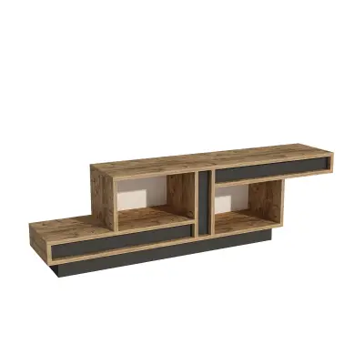 Liberty TV Stand with Open Shelves - Atlantic Pine & Anthracite