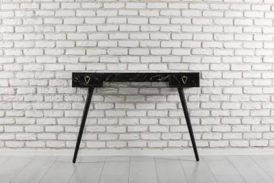 Carasso Dresuar Console Table with Drawer - Black Marble