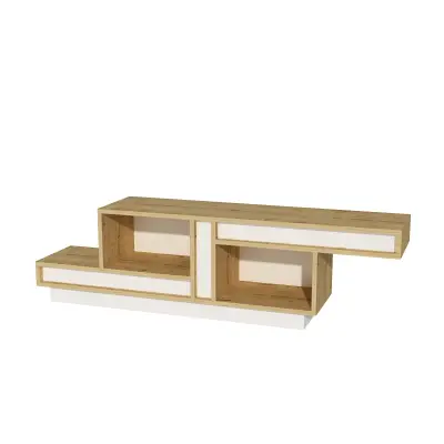 Liberty TV Stand with Open Shelves - White & Sapphire Oak