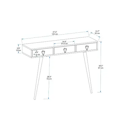 Natenga Dresuar Console Table with Drawers - White & Gold