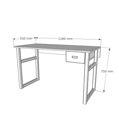 Virtual Wood Computer Desk with Drawer - Sapphire Oak