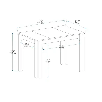 Dennis 110 cm 4 Person Dining Table - Light Walnut