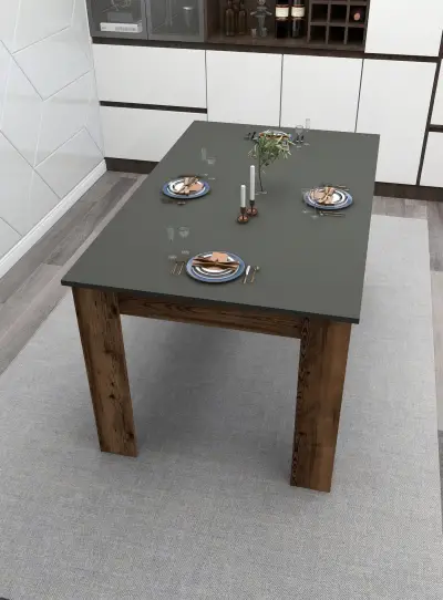 Pisa 145 cm 4 Person Dining Table - Light Walnut & Dark Grey