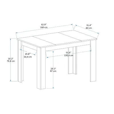 Dennis 160 cm 6 Person Dining Table - Light Walnut