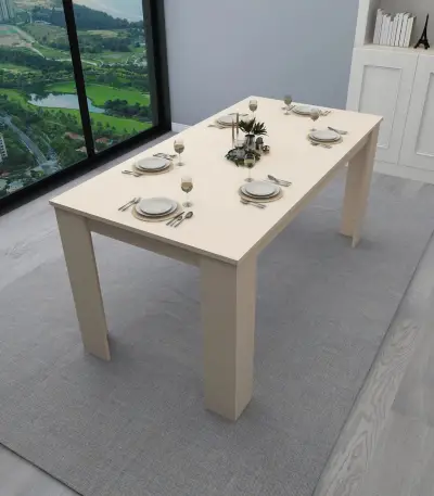 Dennis 160 cm 6 Person Dining Table - Beige