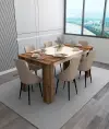 Curve 160 cm 6 Person Dining Table - Beige & Light Walnut