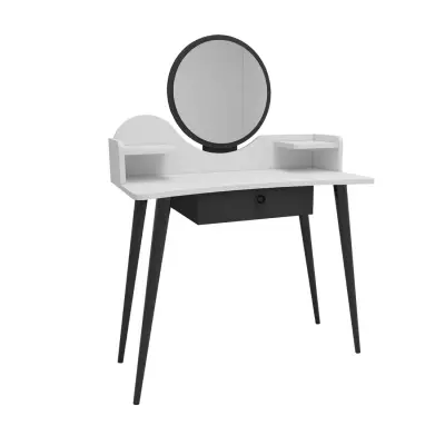 Ambrose Makeup Vanity Table with Mirror - White / Anthracite