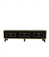 Romens 150 cm Wide TV Stand and Media Console with Cabinets / Black