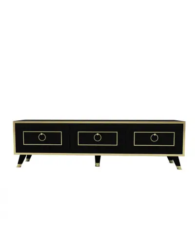 Romens 150 cm Wide TV Stand and Media Console with Cabinets / Black