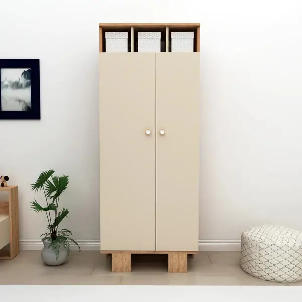 Zeno Compact Wardrobe with Cabinets and Shelves