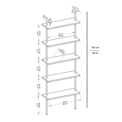 Willis 5-Tier Manufactured Wood Metal Ladder Bookcase - Light Walnut / Black