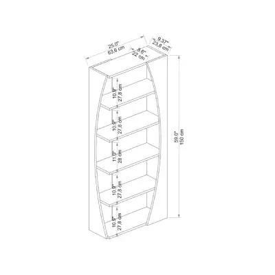 Nestor Bookcase with 5 Tier Shelves - White