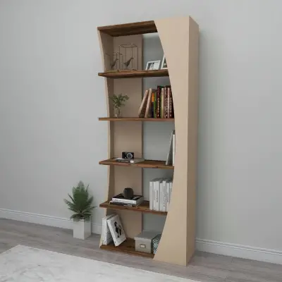 Nestor Bookcase with 5 Tier Shelves - Light Walnut