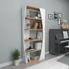 Nestor Bookcase with 5 Tier Shelves - Atlantic Pine / White