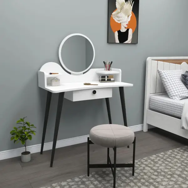 Ambrose Makeup Vanity Table with Mirror - White