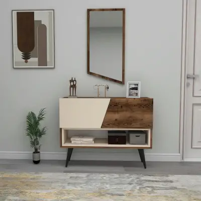 Curve Dresuar, Console Table with Framed Mirror