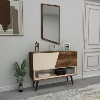 Curve Dresuar, Console Table with Framed Mirror