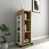 Dorian Bookcase with Shelves and Wheels - Sapphire Oak / White