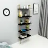 Willis 5-Tier Manufactured Wood Metal Ladder Bookcase - Black Marble Effect / Gold