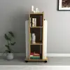 Dorian Bookcase with Shelves and Wheels - Sapphire Oak / White