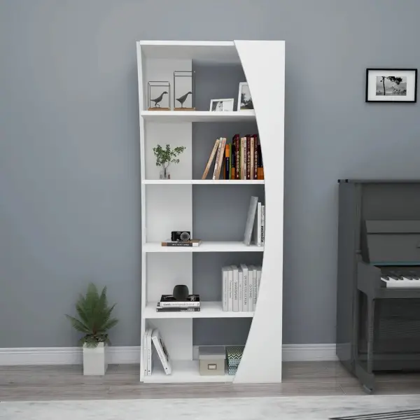 Nestor Bookcase with 5 Tier Shelves - White