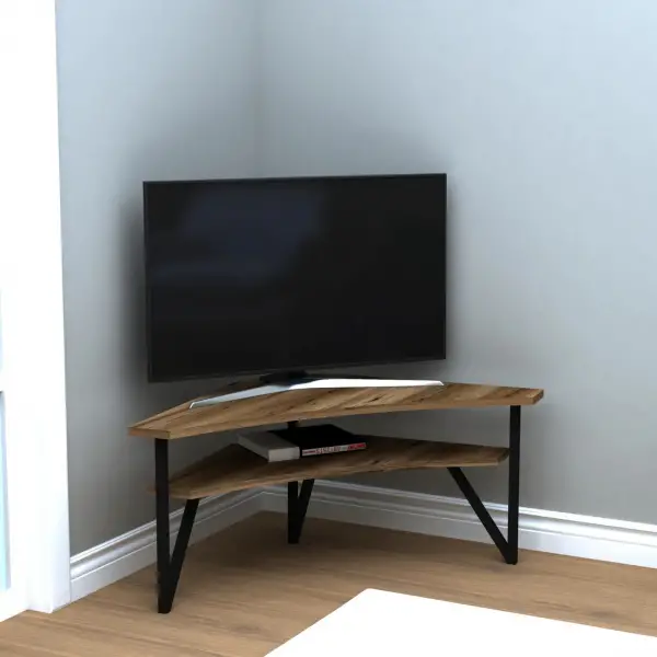 Lotte Corner TV Stand Entertainment Center - Light Walnut