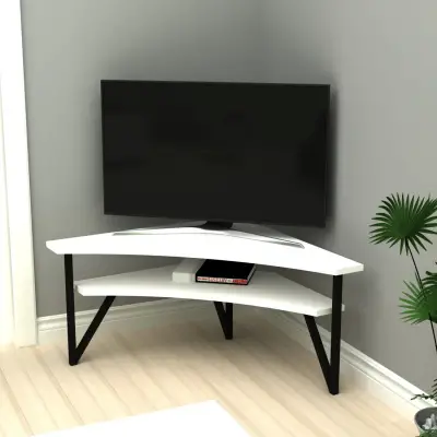 Lotte Corner TV Stand Entertainment Center - White