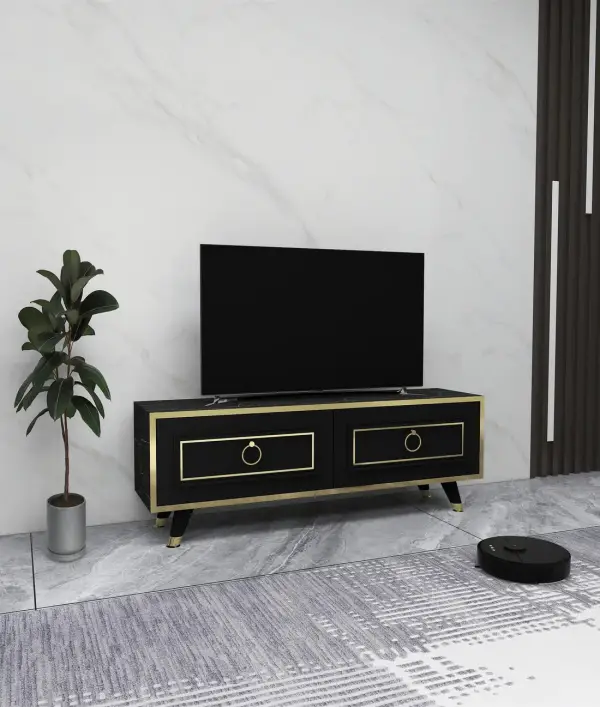 Romens 120 cm Wide TV Stand and Media Console with Cabinets
