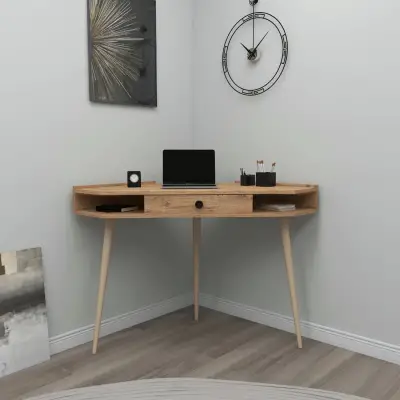 Homer Corner Computer Desk with Drawer and Shelves