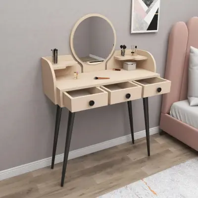 Belem Makeup Vanity Table with Mirror - Beige