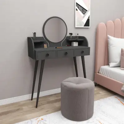 Belem Makeup Vanity Table with Mirror - Anthracite