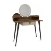 Ambrose Makeup Vanity Table with Mirror - Light Walnut / Beige