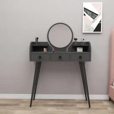 Belem Makeup Vanity Table with Mirror - Anthracite