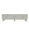 Romens 150 cm Wide TV Stand and Media Console with Cabinets - White / Gold Band 