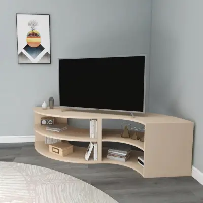 Melitta Corner TV Stand with Shelving Unit - Beige