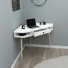 Homer Corner Computer Desk with Drawer and Shelves - White