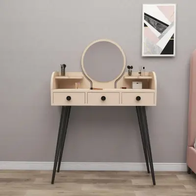 Belem Makeup Vanity Table with Mirror - Beige