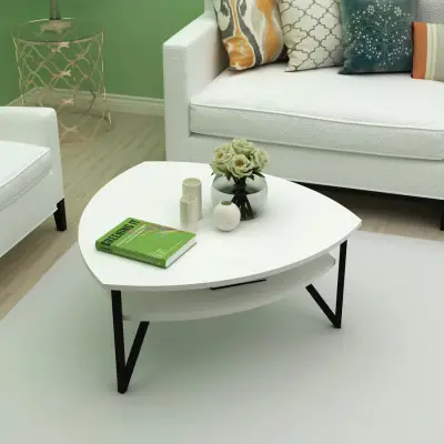 Adonis Coffee Table with Storage Shelf - White