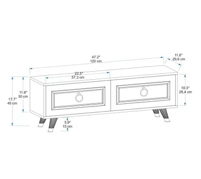 Romens 120 cm Wide TV Stand and Media Console with Cabinets