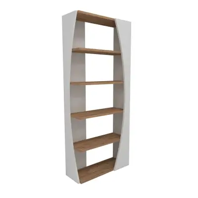 Nestor Bookcase with 5 Tier Shelves - Atlantic Pine / White