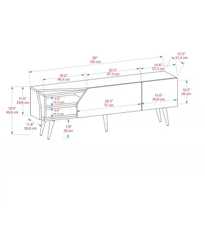 Cleon TV Stand and Media Center with Cabinets and Open Shelves