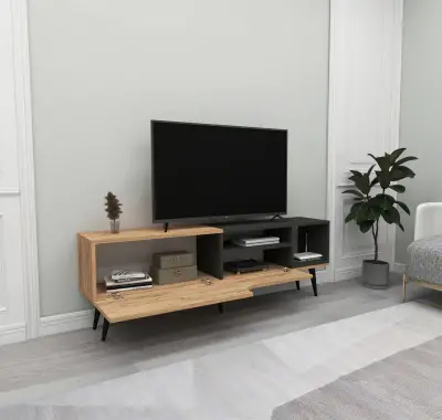 Agbar TV Stand and Media Center with Cabinets and Shelves