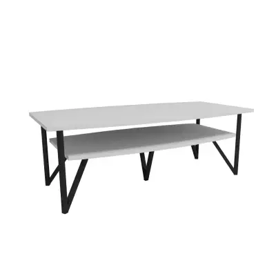 Orion 120 Coffee Table with Storage Shelf - White